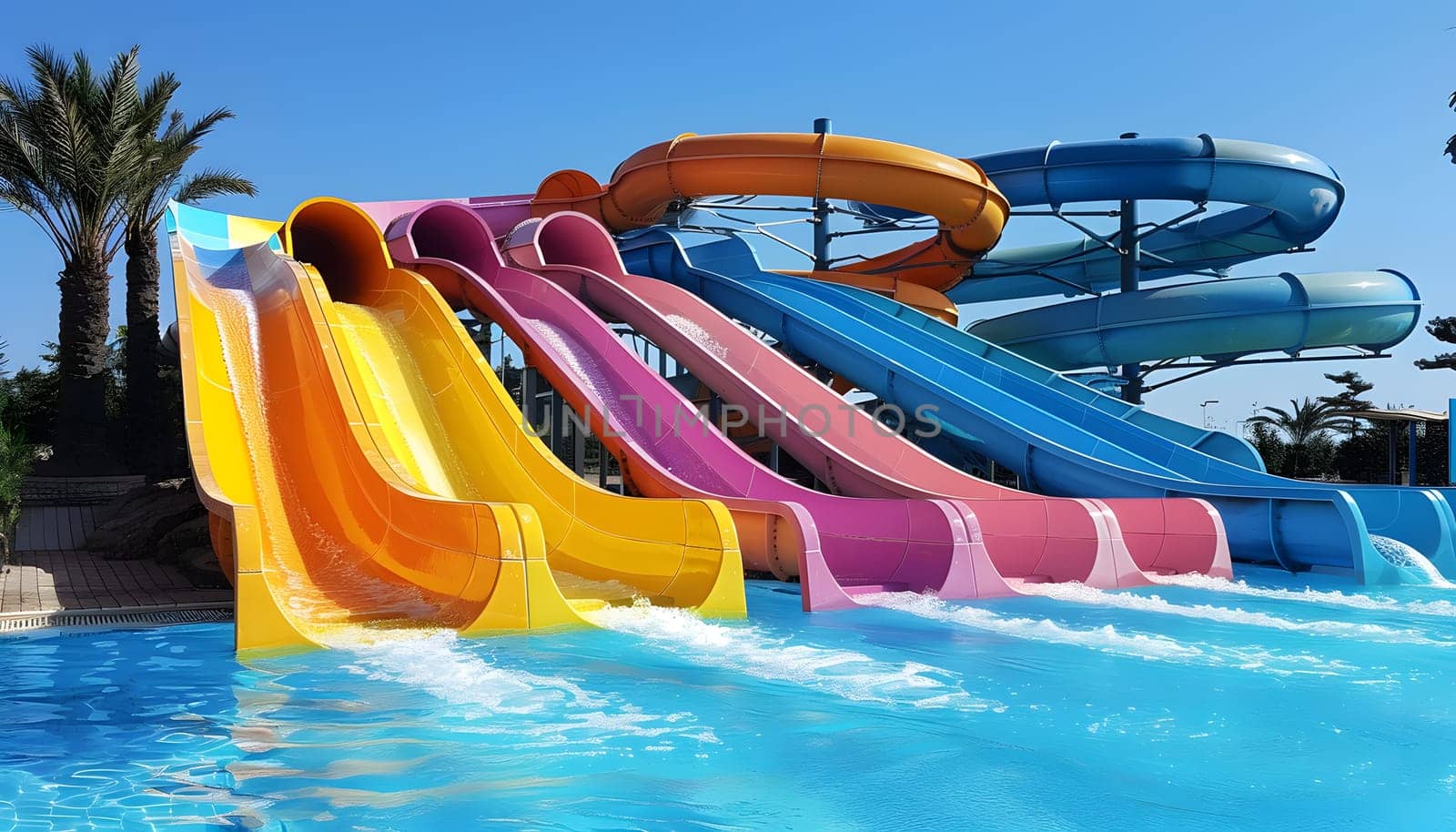 Enjoy a funfilled day at our Aqua Park with vibrant water slides, swimming pools, and chutes. Perfect for leisure and family travel under the sunny sky