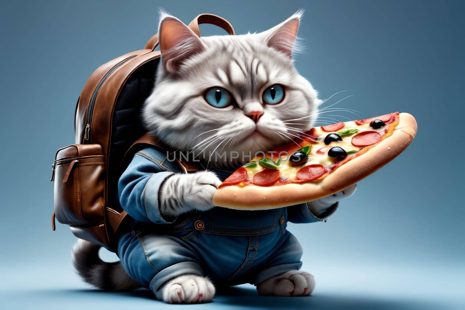 pizza delivery man, hardworking cat delivers pizza by Rawlik