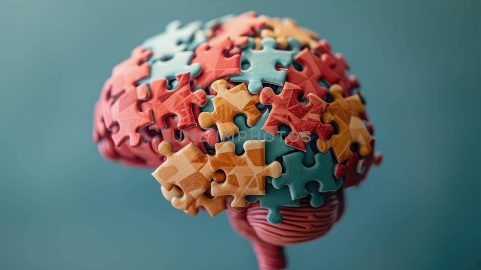 A brain model made of puzzle pieces AI