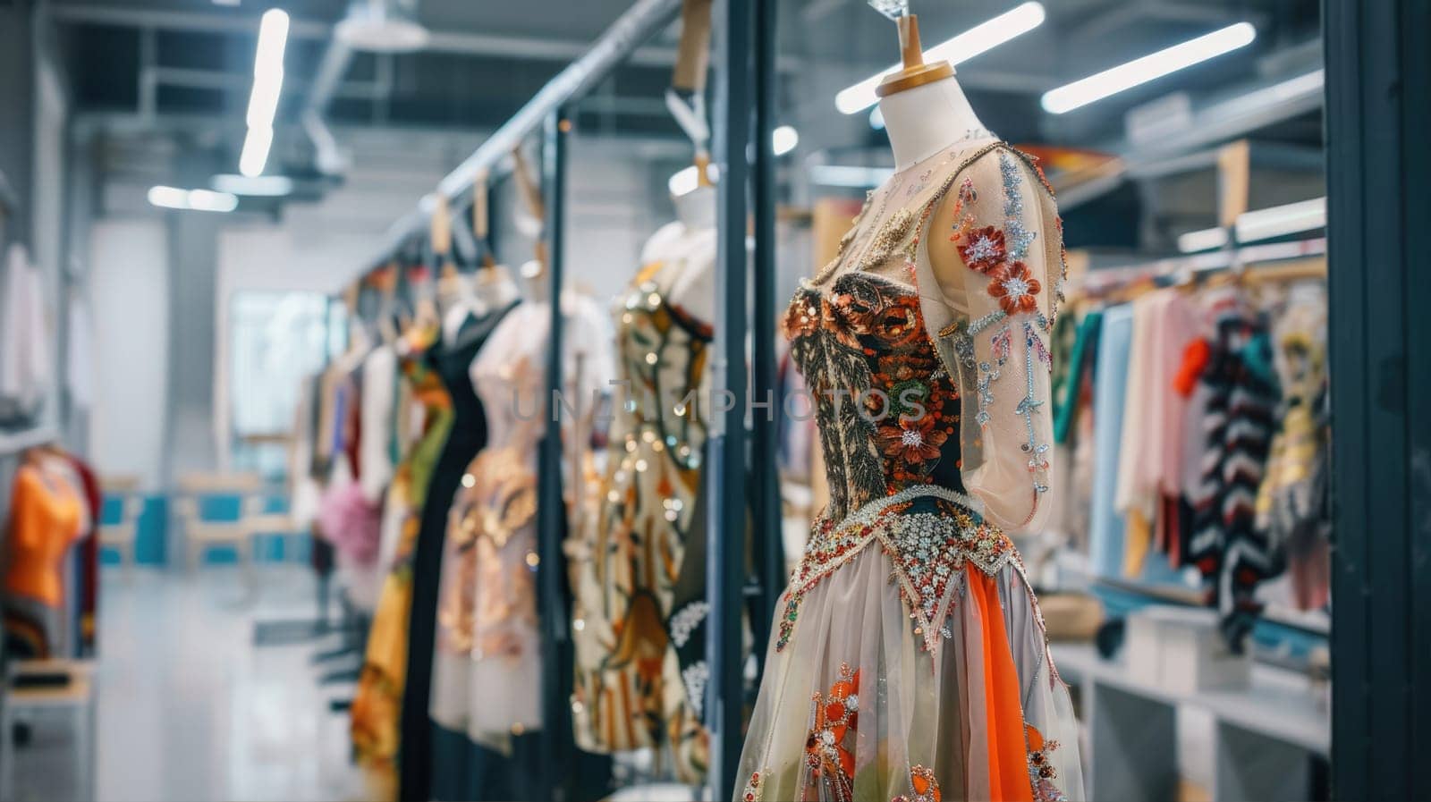 Mannequin in a retail store is showcasing a fashion design of a dress by natali_brill