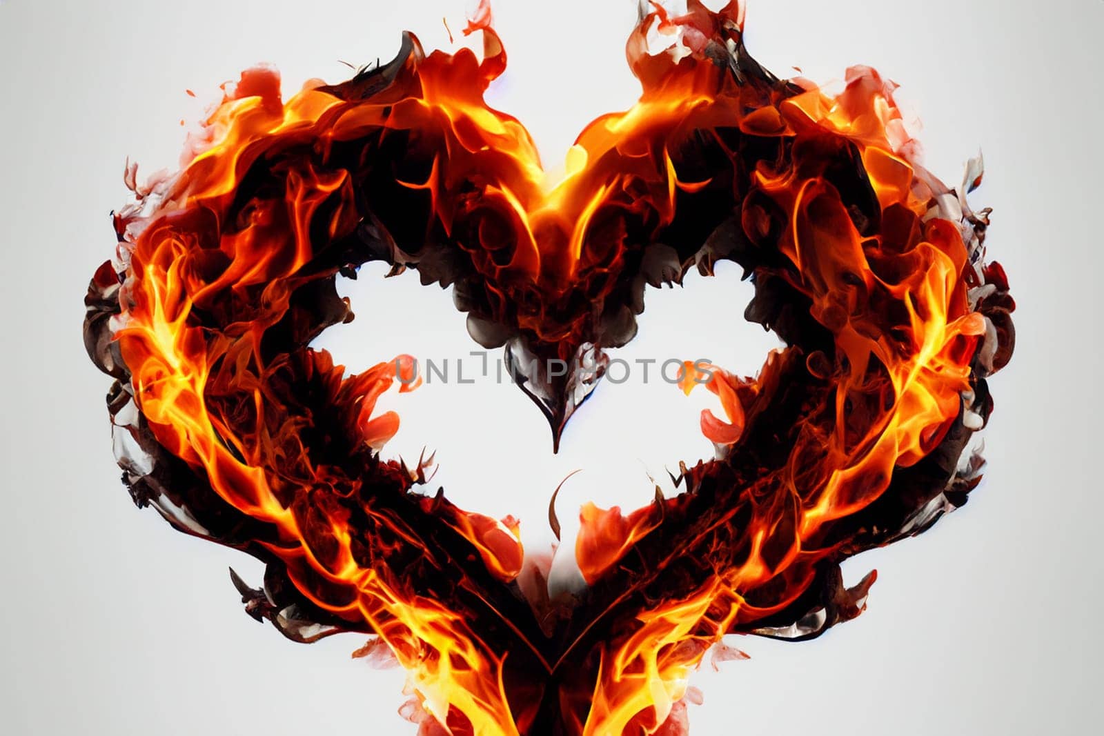 ai generated heart on fire by compuinfoto