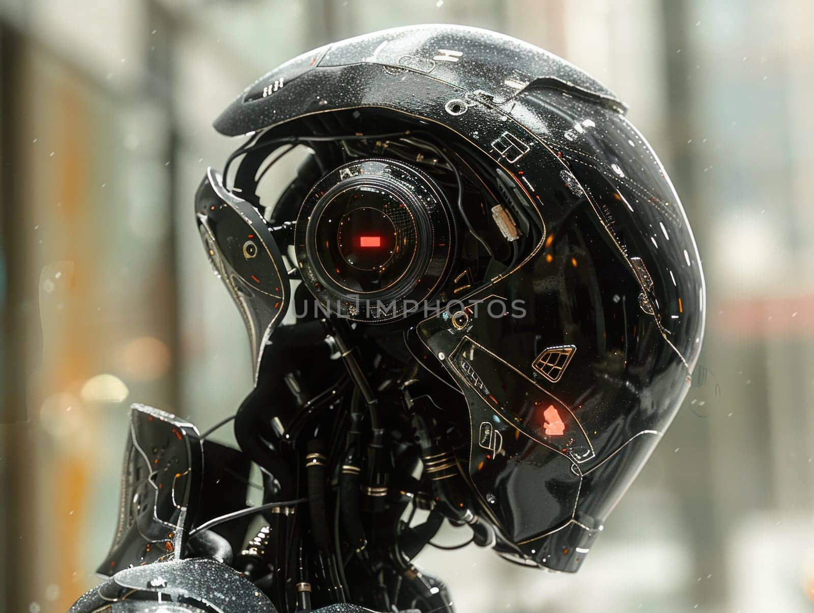 Robot Wearing Helmet Up Close by but_photo