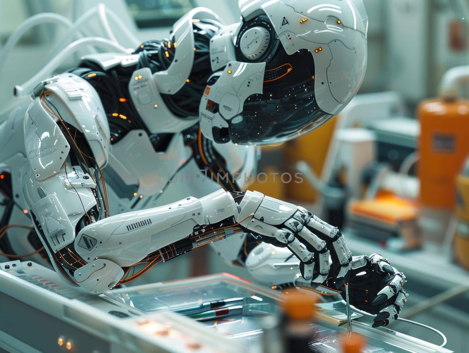 Robot Performing Maintenance on Factory Equipment by but_photo