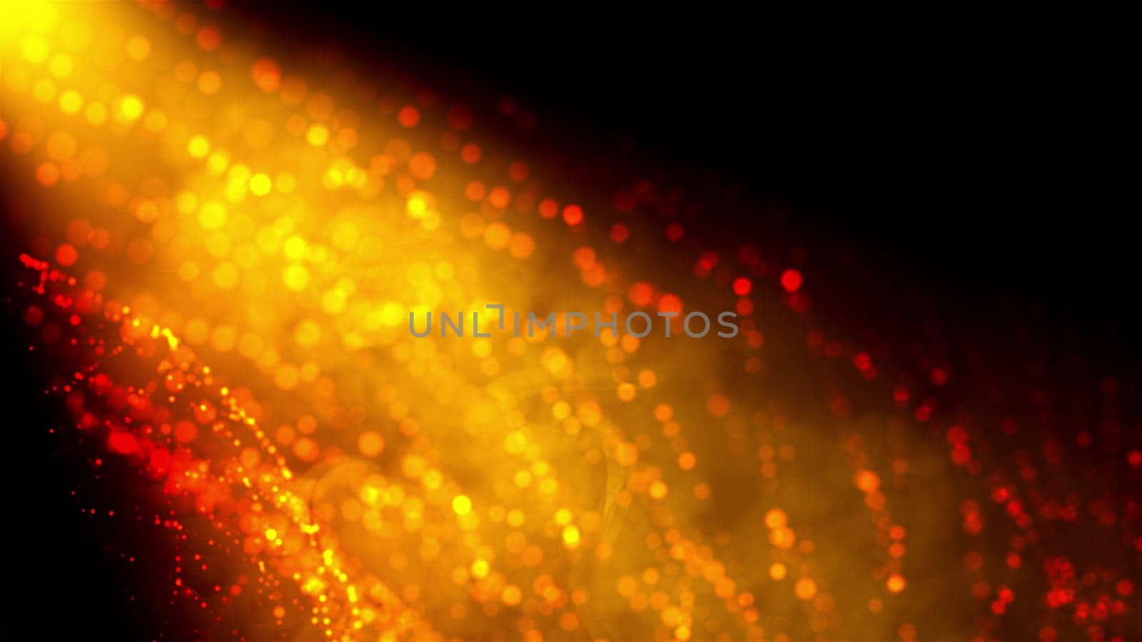 Gold light and dust. Computer generated 3d render