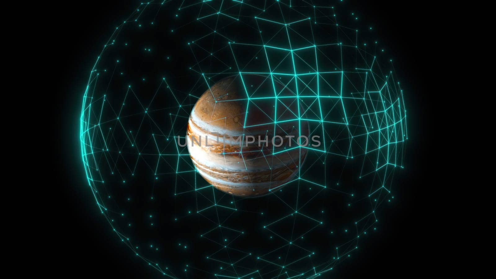 Jupiter with technology. Computer generated 3d render