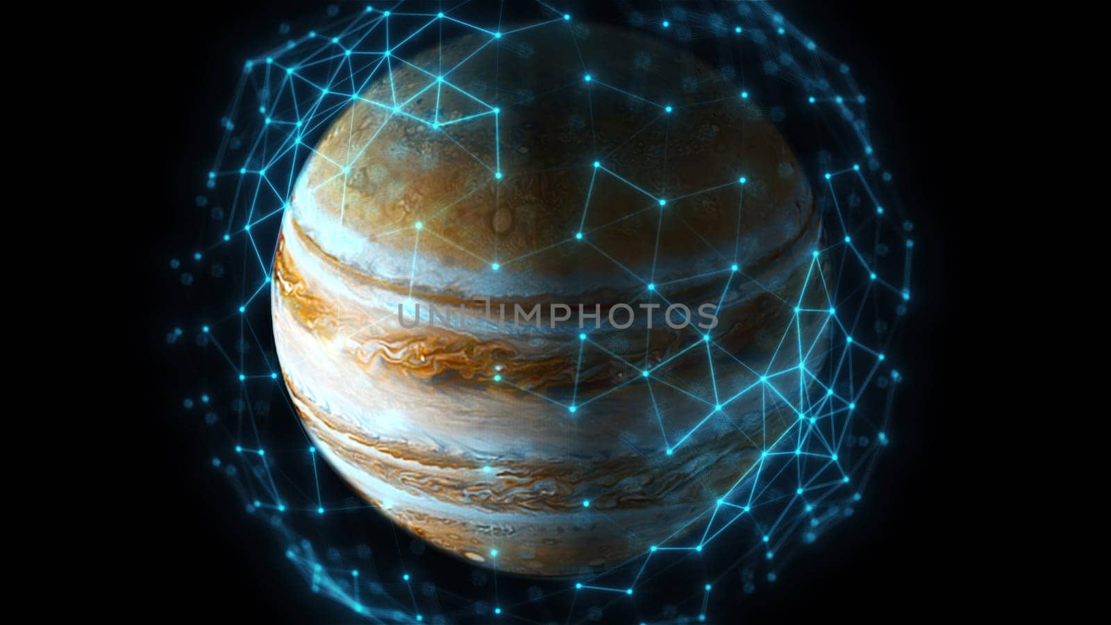 Jupiter with technology. Computer generated 3d render