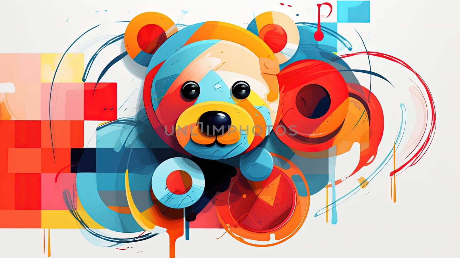 An intriguing abstract illustration of a teddy bear by Kadula