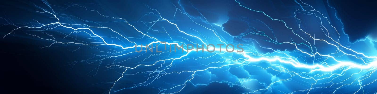 Thunder lighting isolated on dark blue background by Kadula