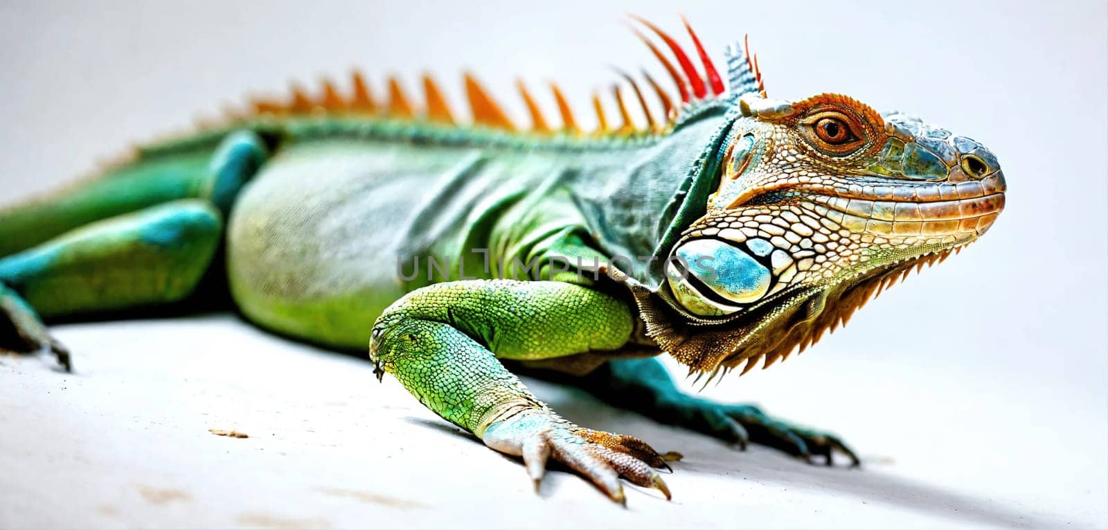 Iguana lizard basks in the sun. Generative AI. High quality photo
