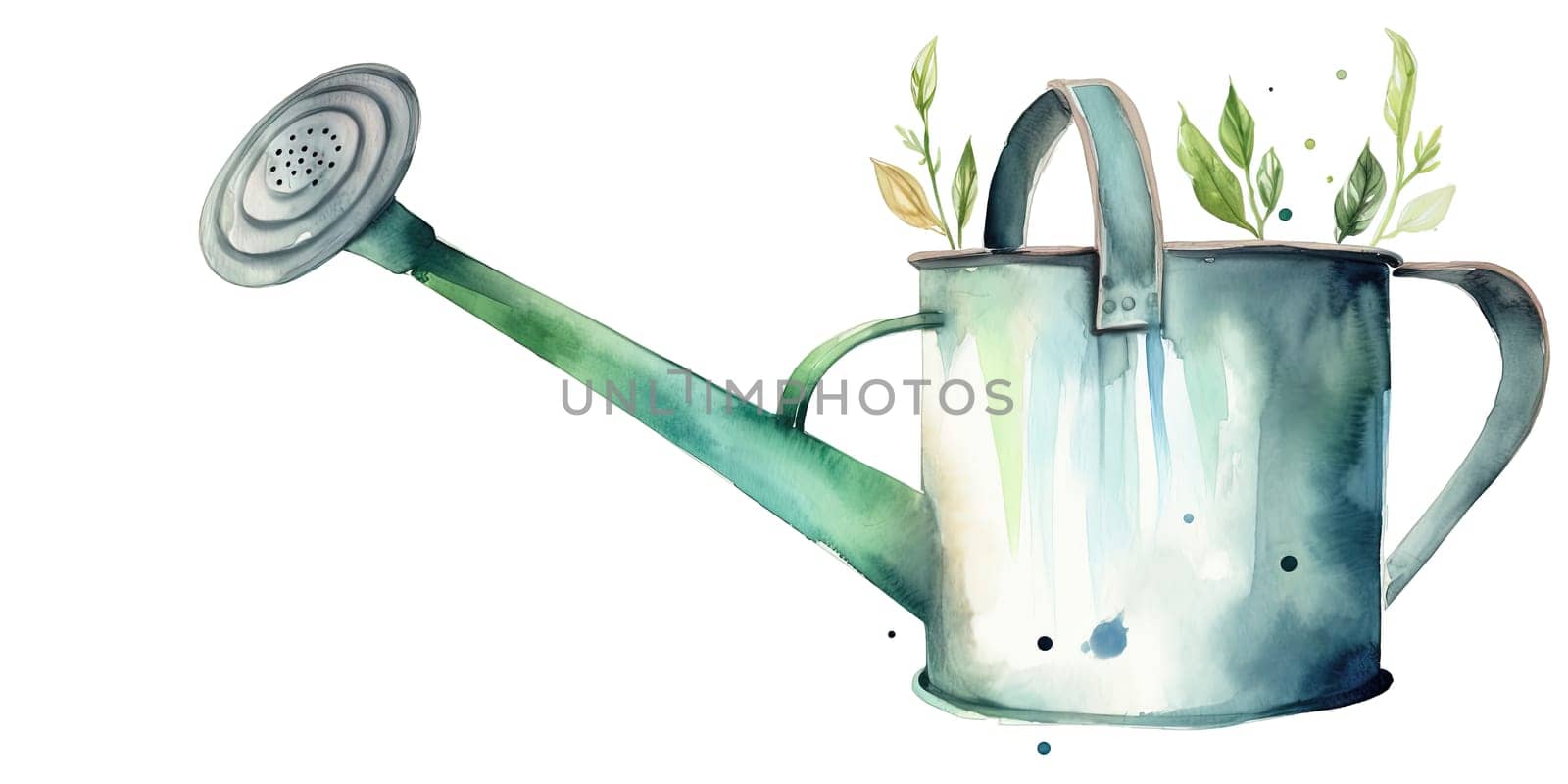 Watercolor Illustration Of Garden Watering Can by GekaSkr