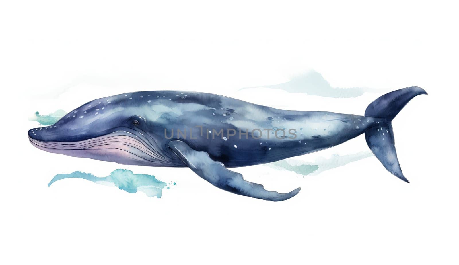 Majestic Blue Whale Watercolor Painting by GekaSkr