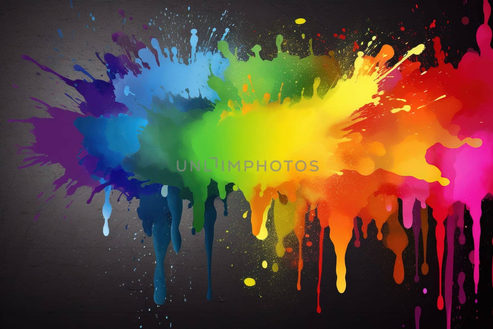 abstract background of rainbow color splashes and drips by GekaSkr