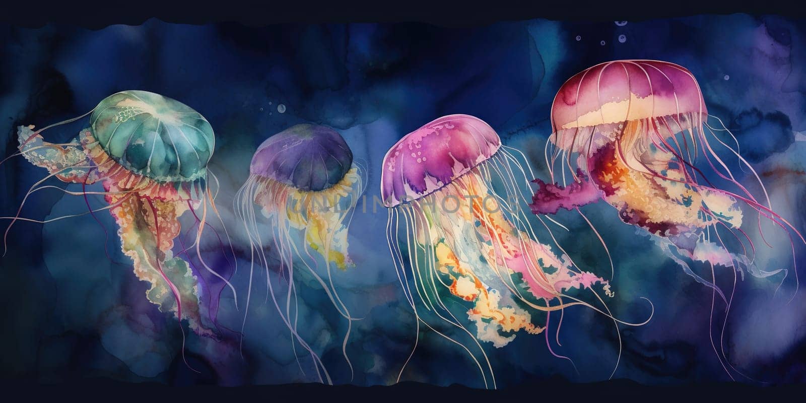 Jellyfishes in pastel watercolor paints by GekaSkr