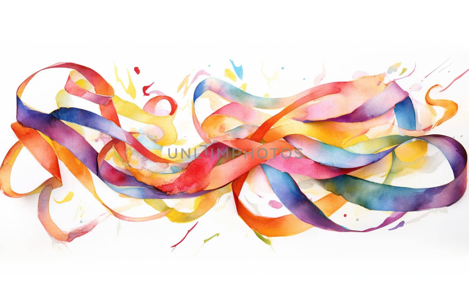 Watercolor Illustration Set Of Multicolored Ribbons by GekaSkr