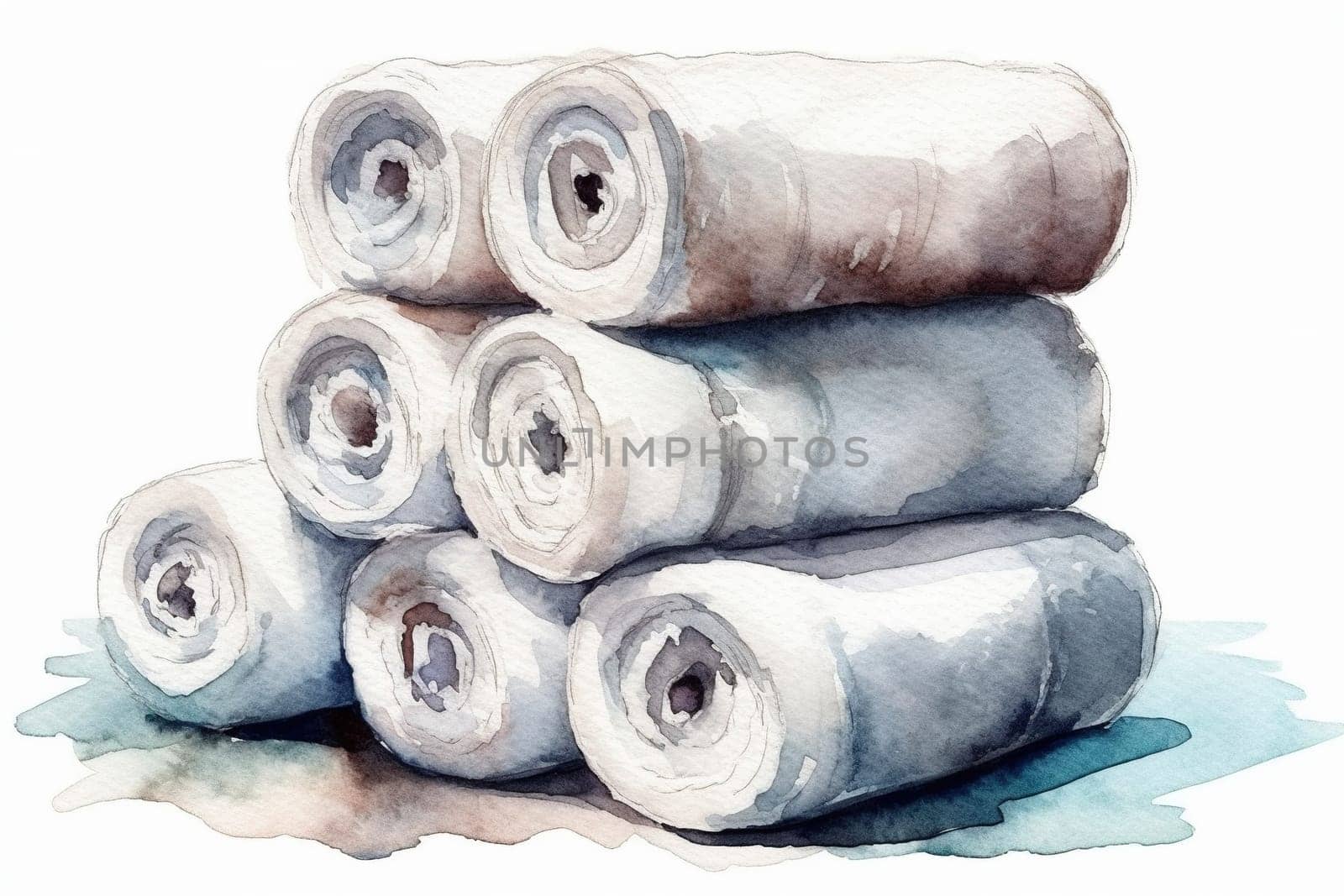 Watercolor Illustration Of Spa Towels On A White Background by GekaSkr