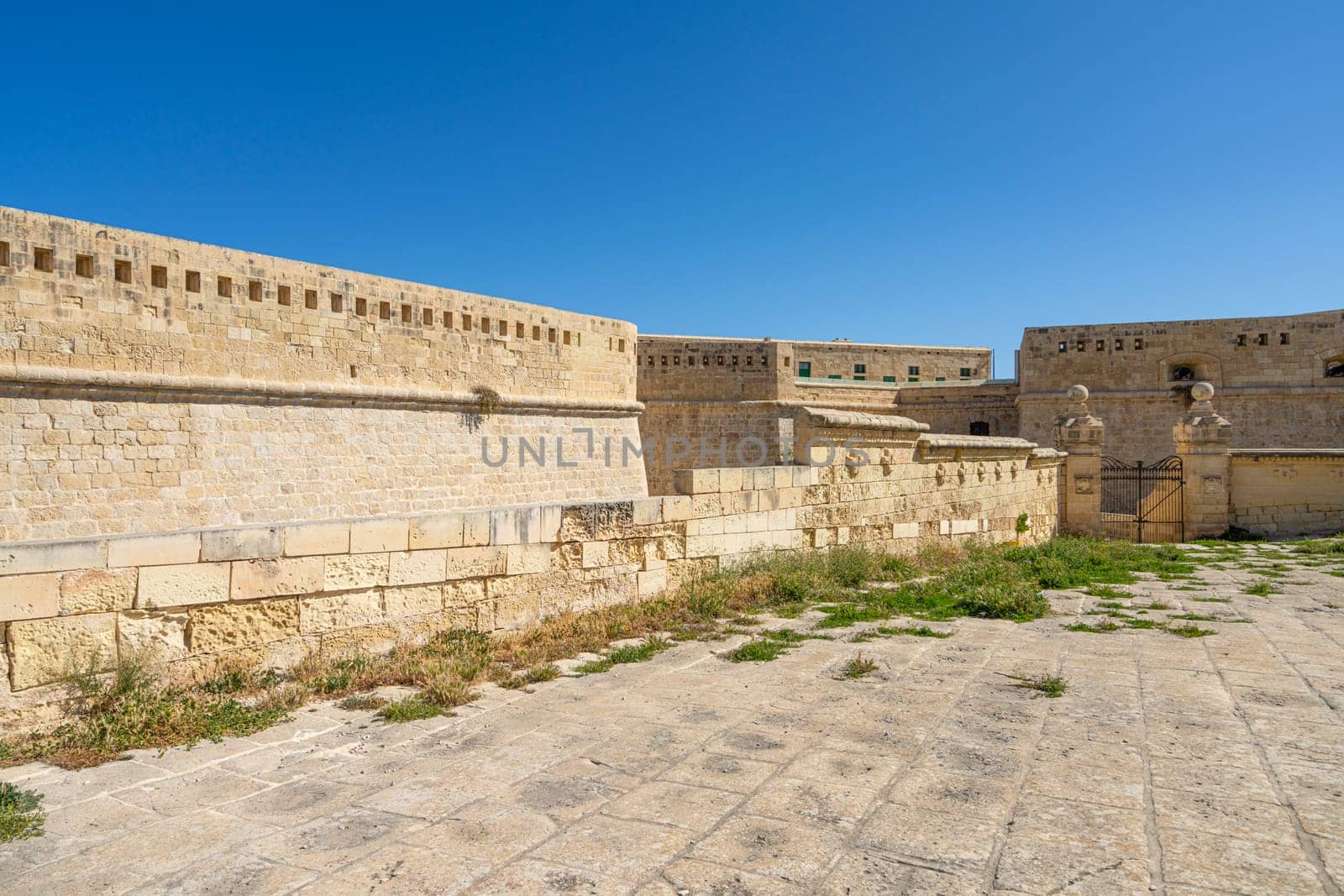 Valletta, Malta, April 03, 2024. view of the perimeter walls of the St. Elmo fort in the city center