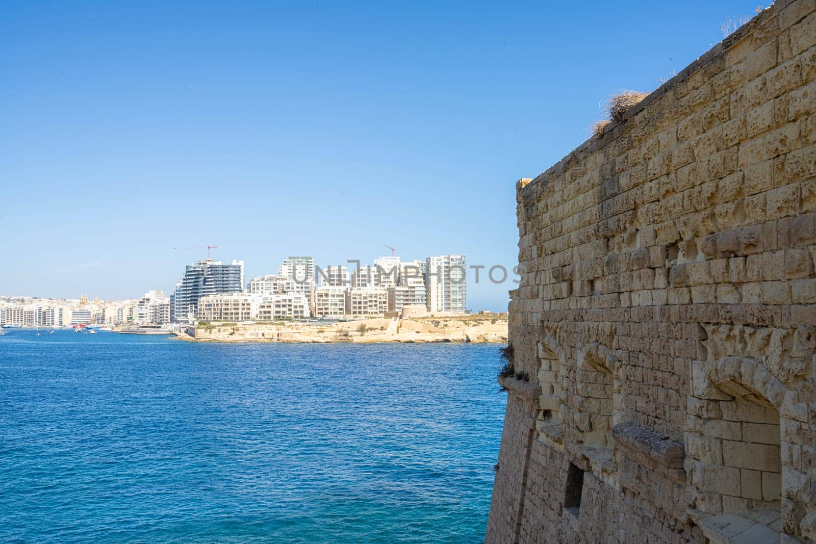 Valletta, Malta, April 03, 2024. view of the perimeter walls of the St. Elmo fort in the city center