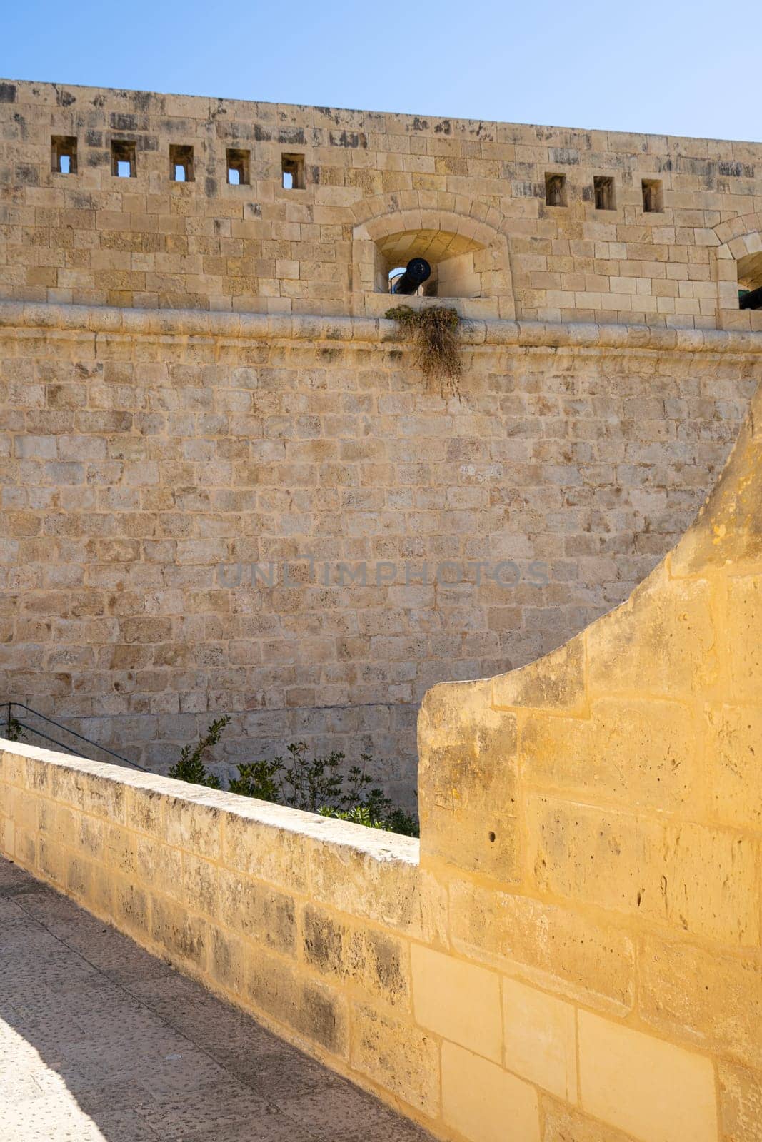 Valletta, Malta, April 03, 2024. view of the perimeter walls of the St. Elmo fort in the city center