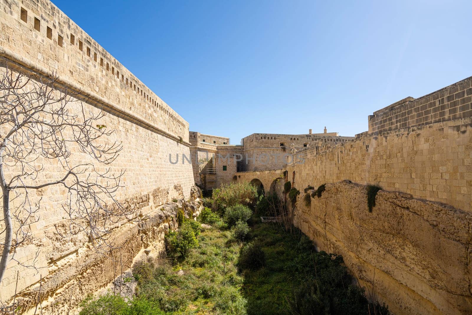 Valletta, Malta, April 03, 2024. view of the perimeter walls of the St. Elmo fort in the city center