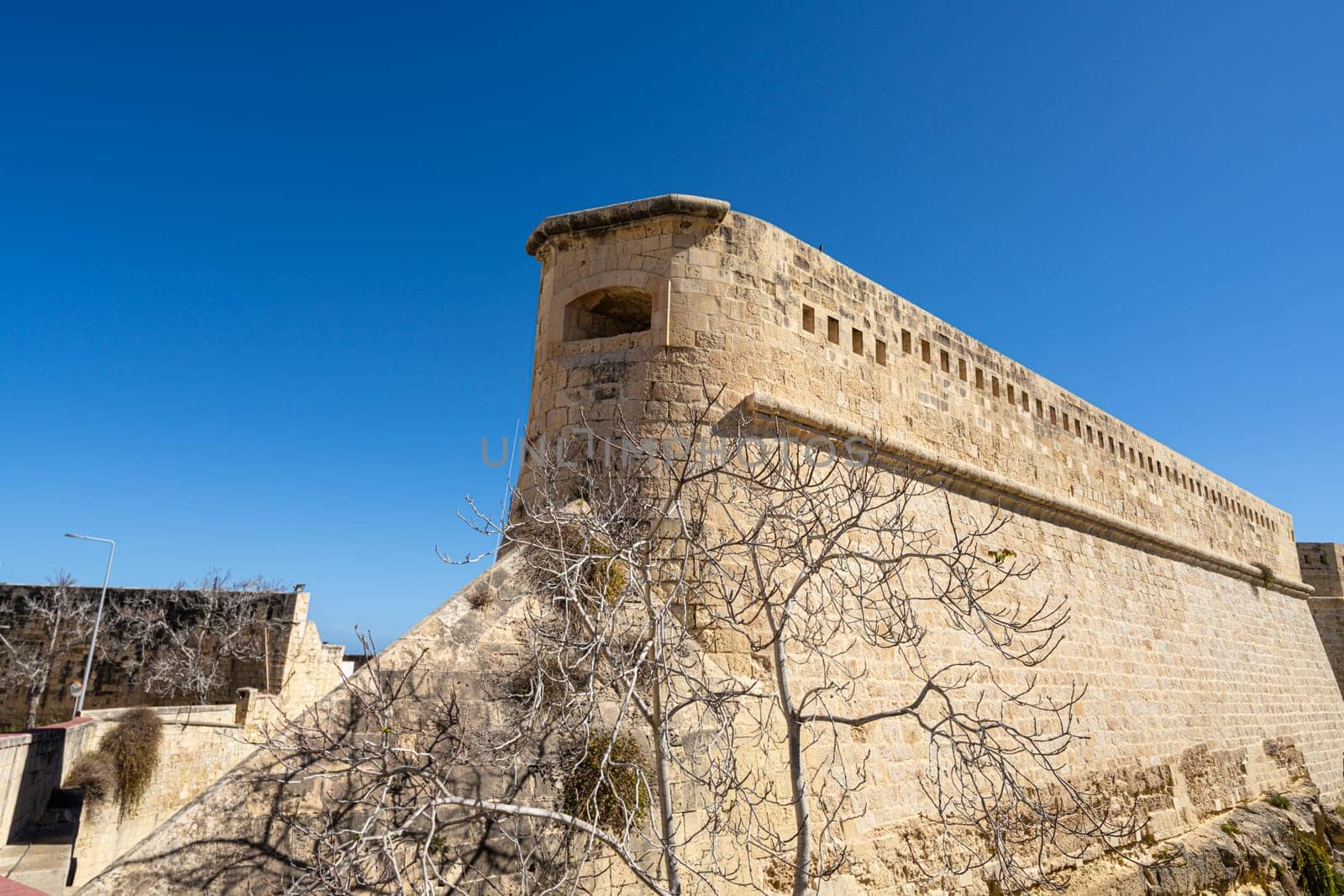 Valletta, Malta, April 03, 2024. view of the perimeter walls of the St. Elmo fort in the city center