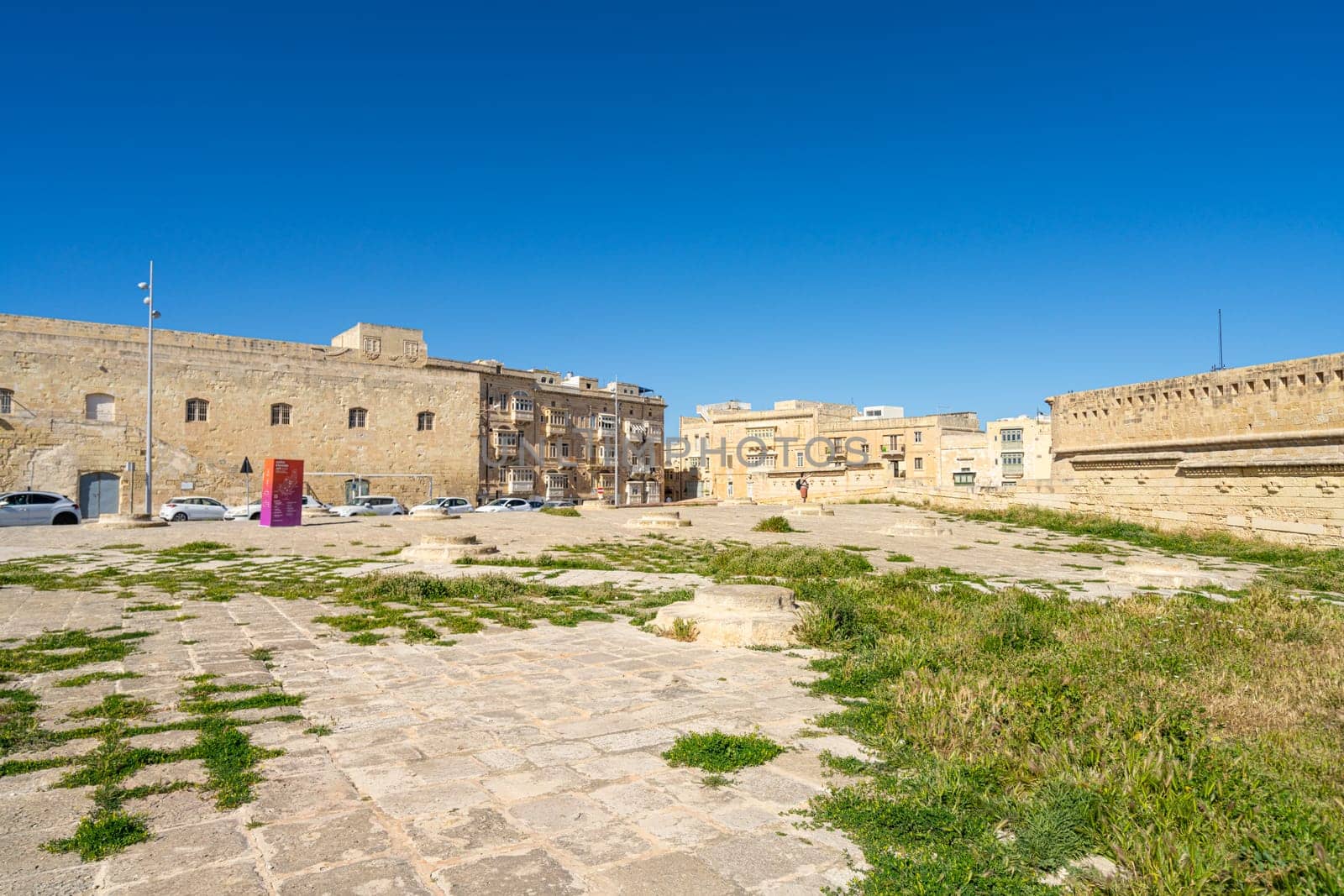Valletta, Malta, April 03, 2024. view of the perimeter walls of the St. Elmo fort in the city center