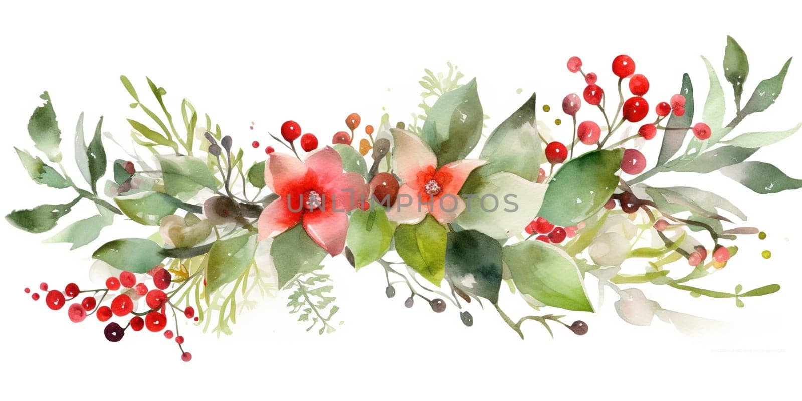 Watercolor Illustration Of Floral Pattern With Flowers by GekaSkr