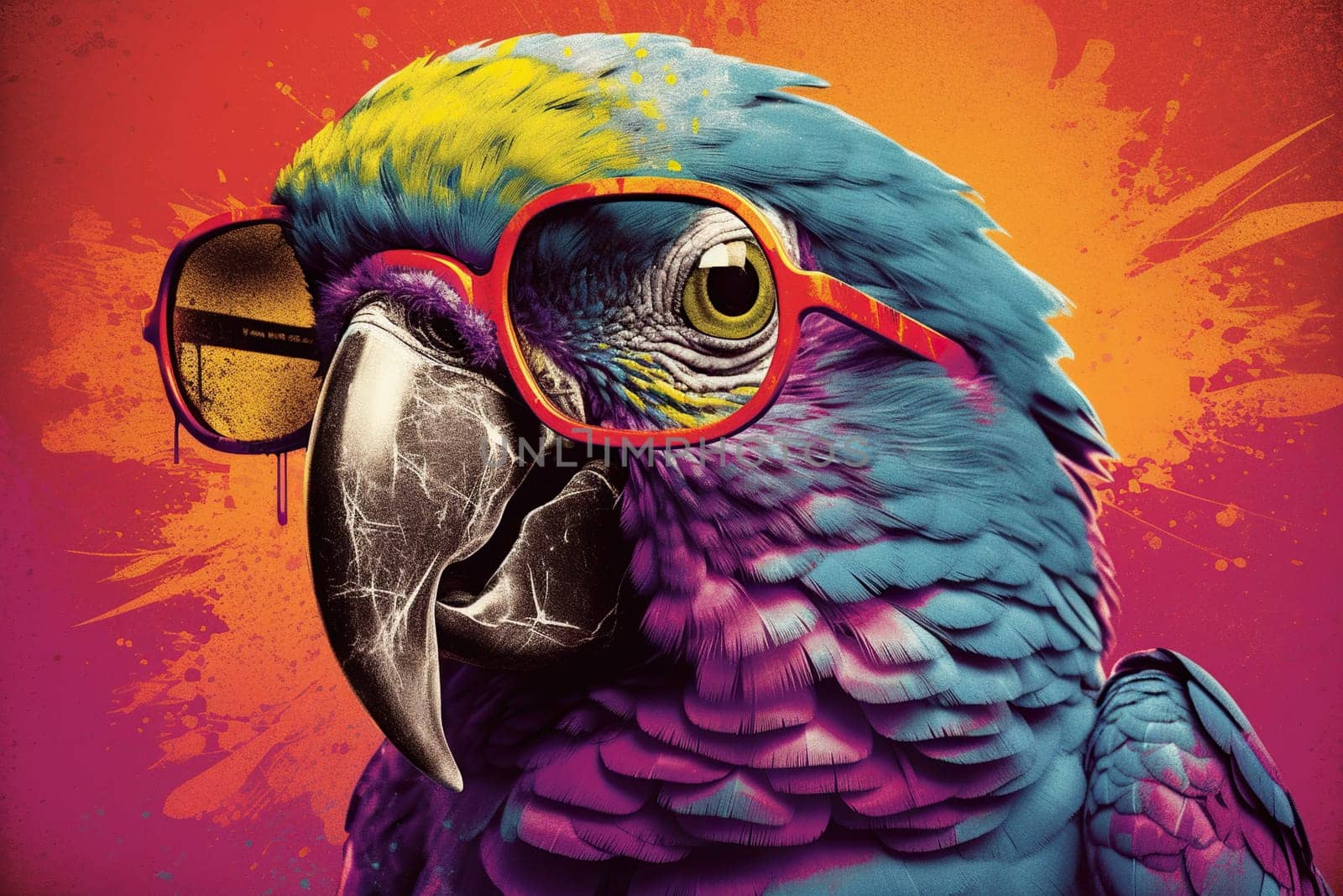 Art Illustration Of Colorful Smart Parrot Wearing Glasses by GekaSkr