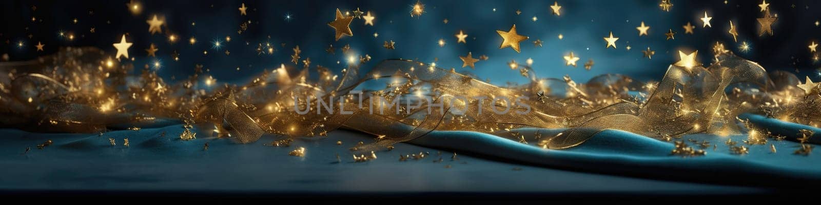 Christmas Stars And Decoratios As Abstract Panoramic Background , Pattern For Holyday Design