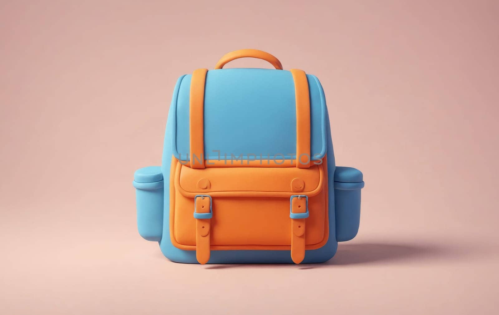 Trendy Cyan and Orange Backpack on Clear Background by Andre1ns