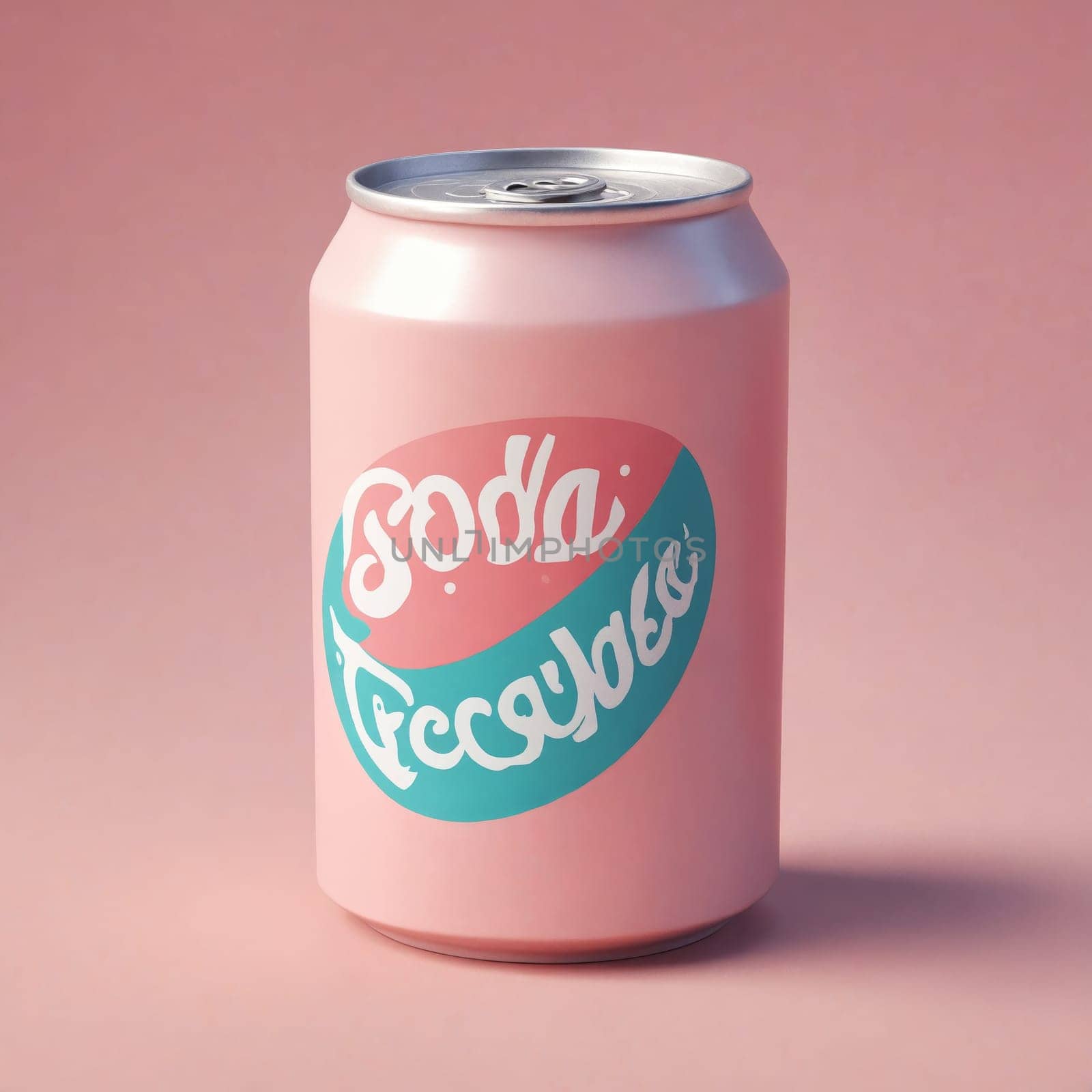 Aluminum can with pink tint featuring the words Soda Escapes in a funky font by Andre1ns