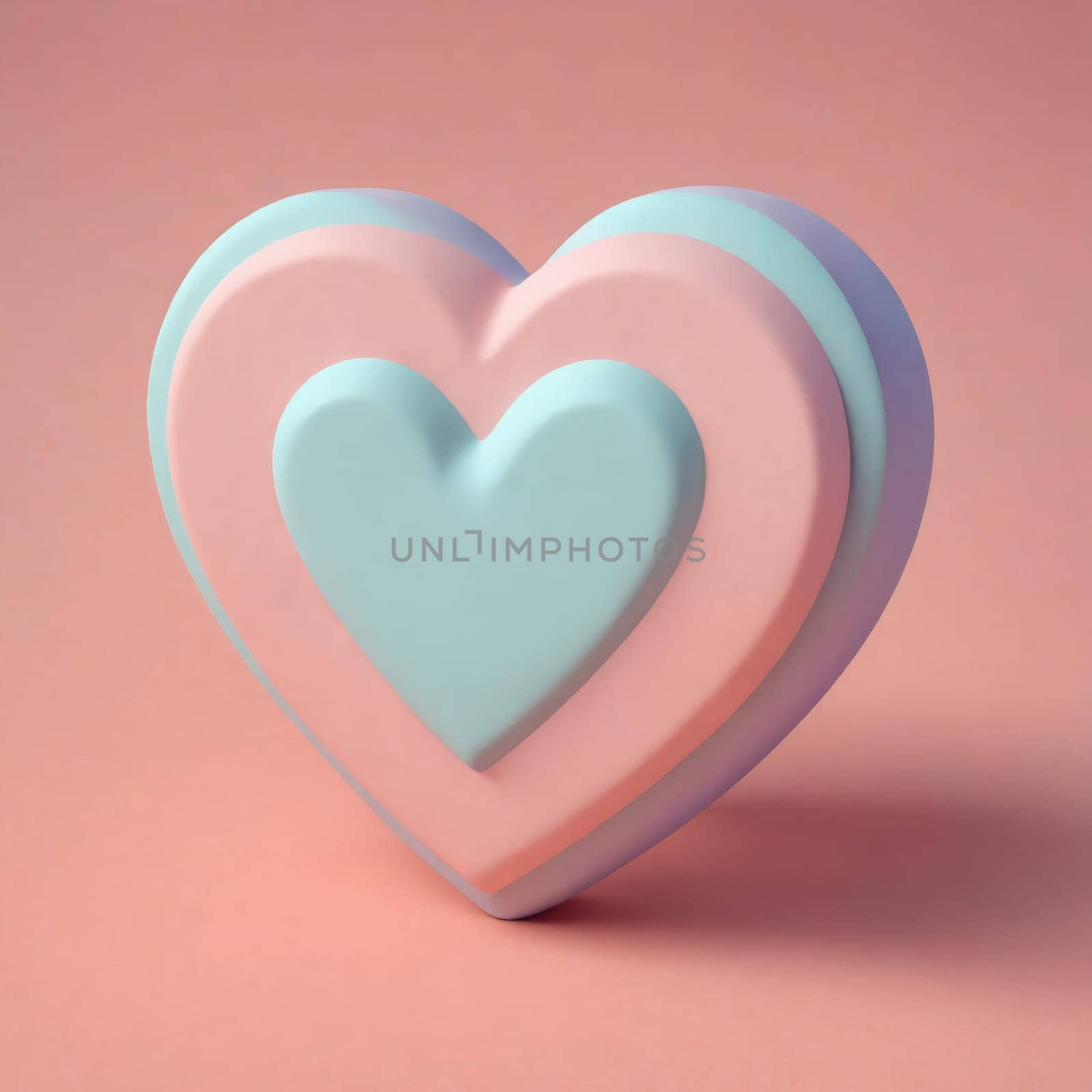 a pink , purple , and blue heart on a pink background by Andre1ns