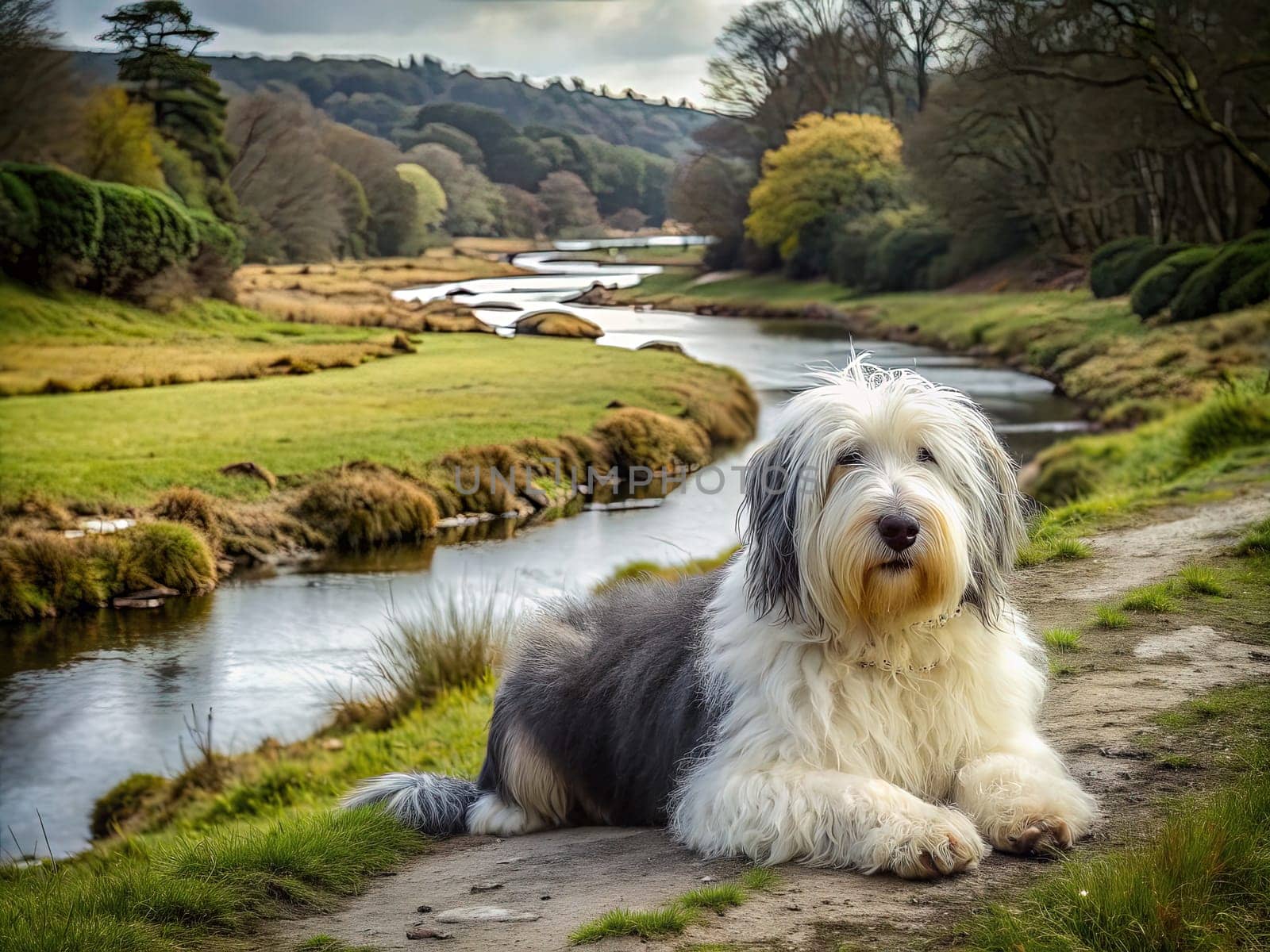 a dog on a beautiful background. quality ai generate