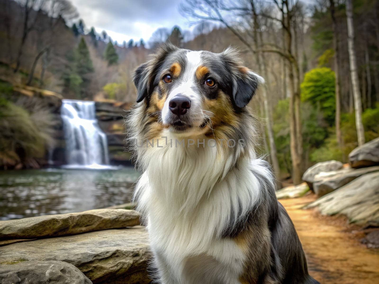 a dog on a beautiful background. quality ai generate