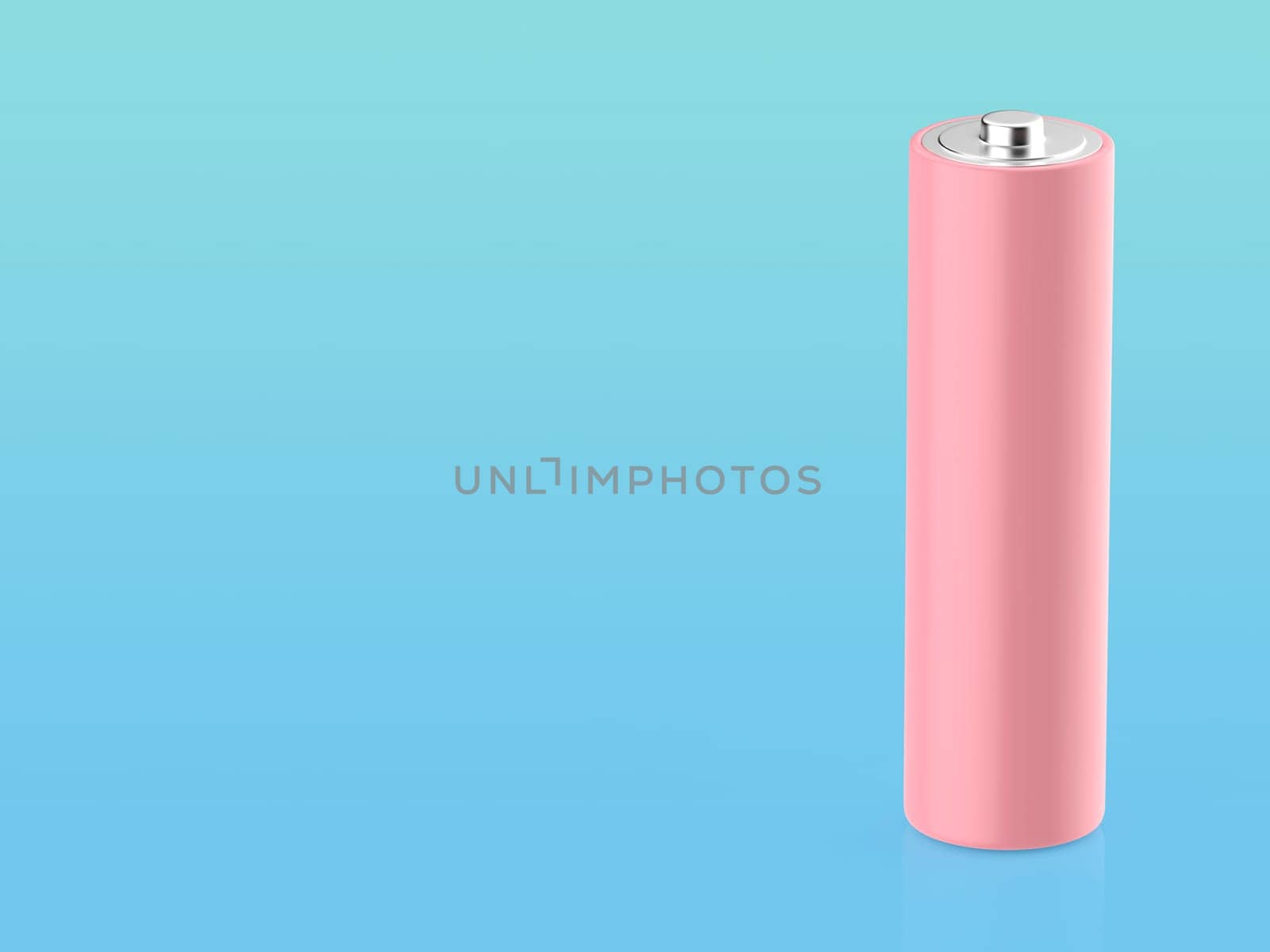 Pink AA size battery on blue background by magraphics