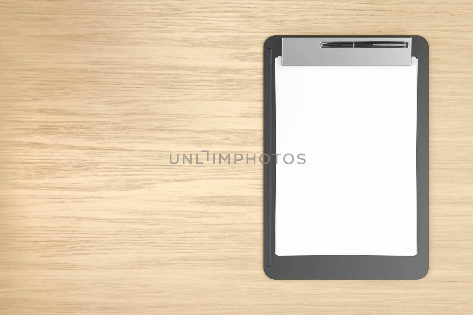 Clipboard with blank paper and pen by magraphics