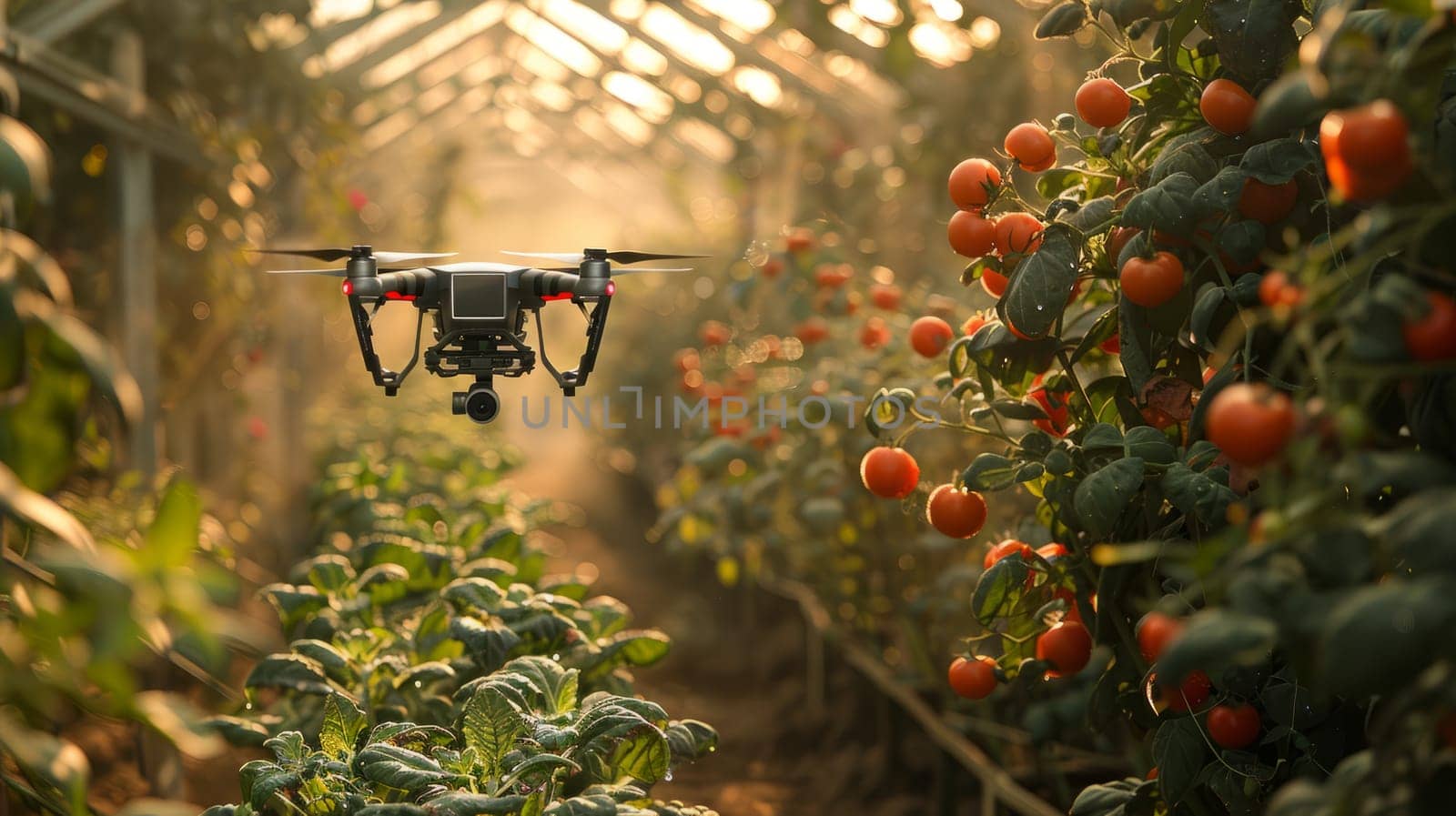 Drone Monitoring Tomato Plants in Greenhouse. Smart Farming Technology for Agriculture