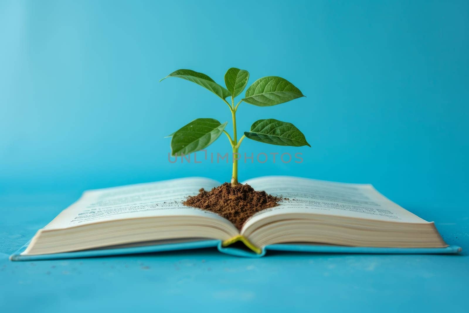 Seedling Growing From Open Book. Knowledge, Growth, Education Concept by ailike