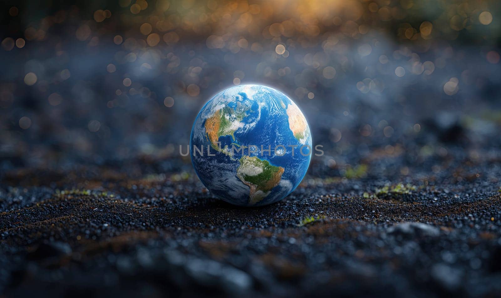 Abstract globe on a dark background. Selective soft focus.