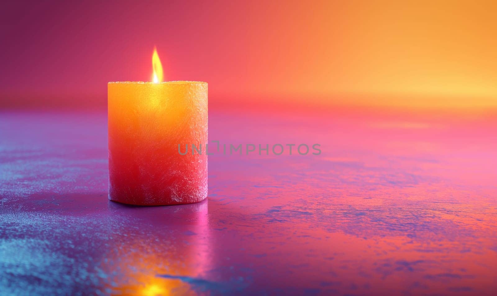 Burning candle on an abstract background. Selective soft focus.