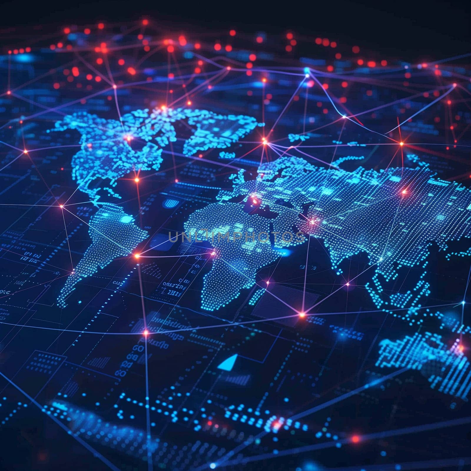 An abstract digital map.The concept of a global network and data exchange. High quality illustration