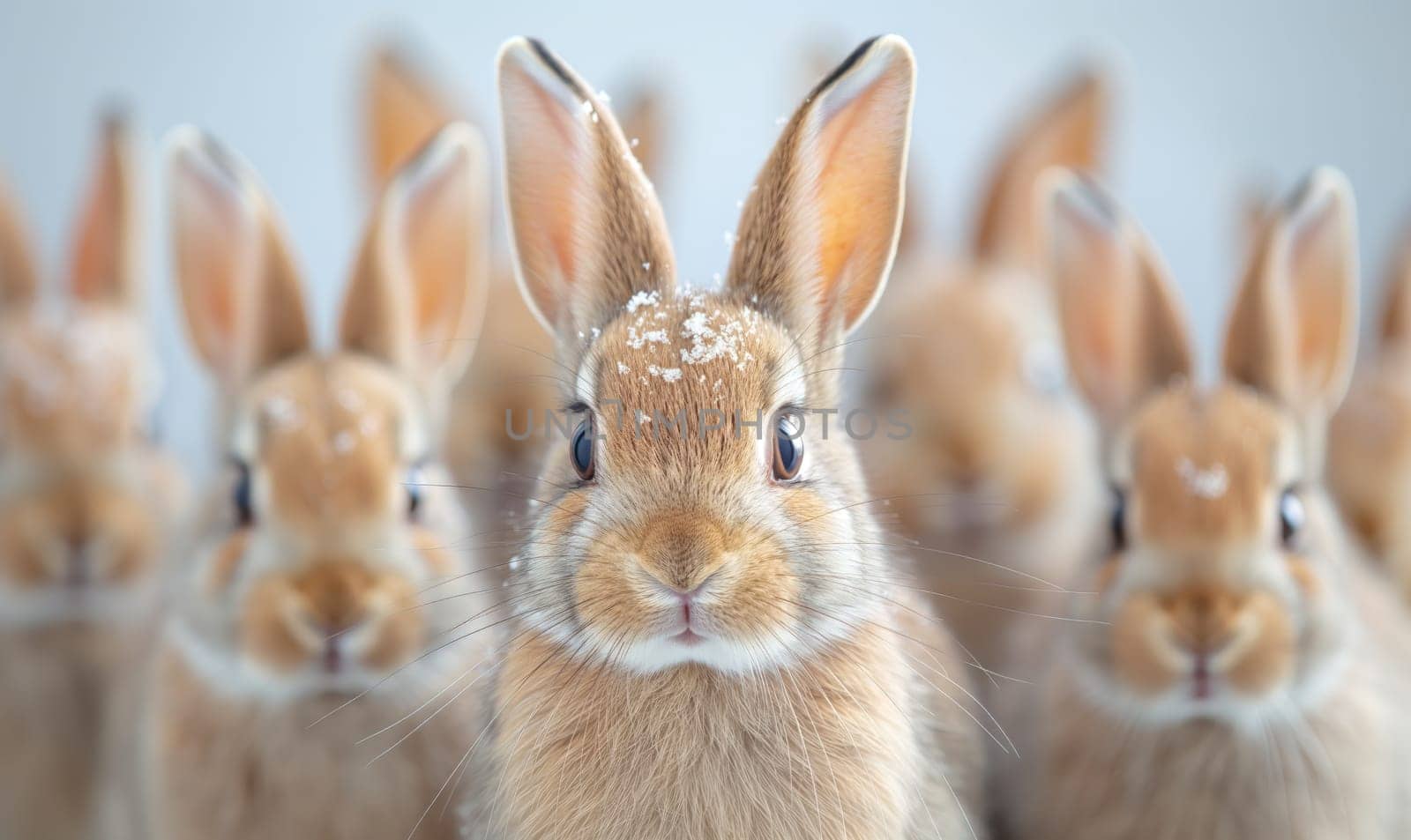 Illustration, cartoon, hares on a light background. Selective soft focus.
