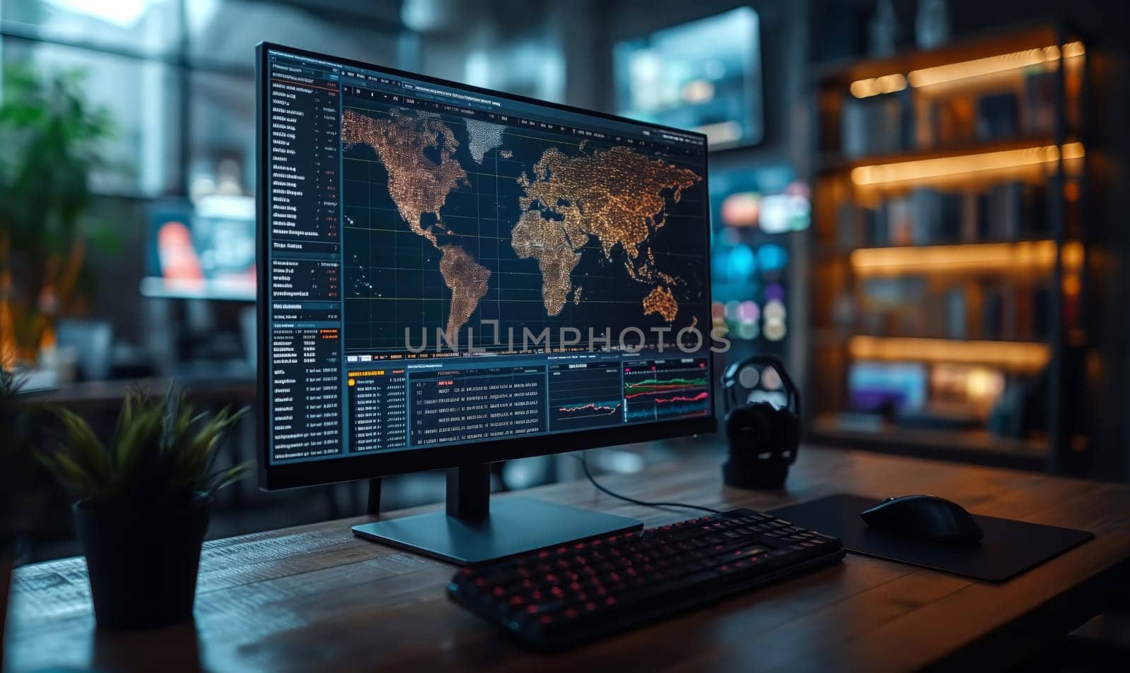 Investment chart of the stock market on the monitor. Selective soft focus.
