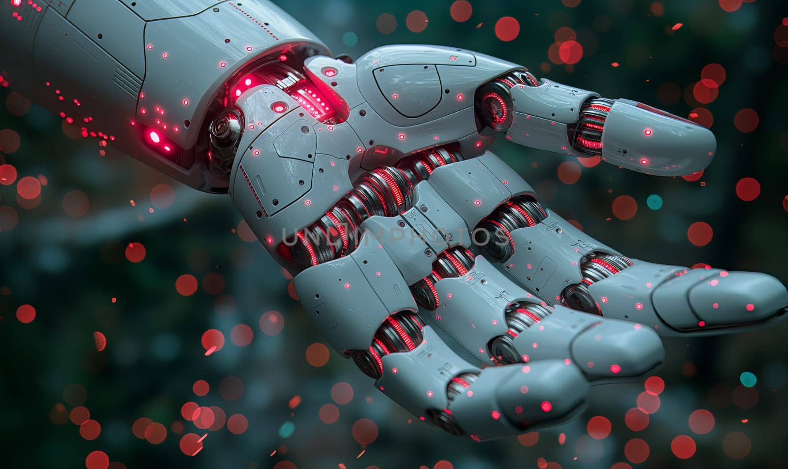 Futuristic robots on an abstract background. Selective soft focus.