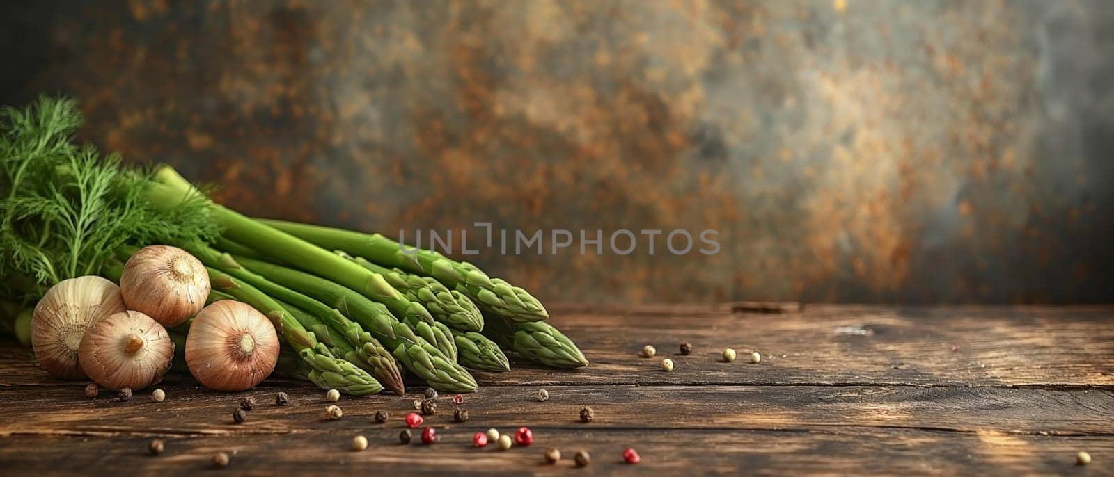 Green asparagus on an abstract background. by Fischeron