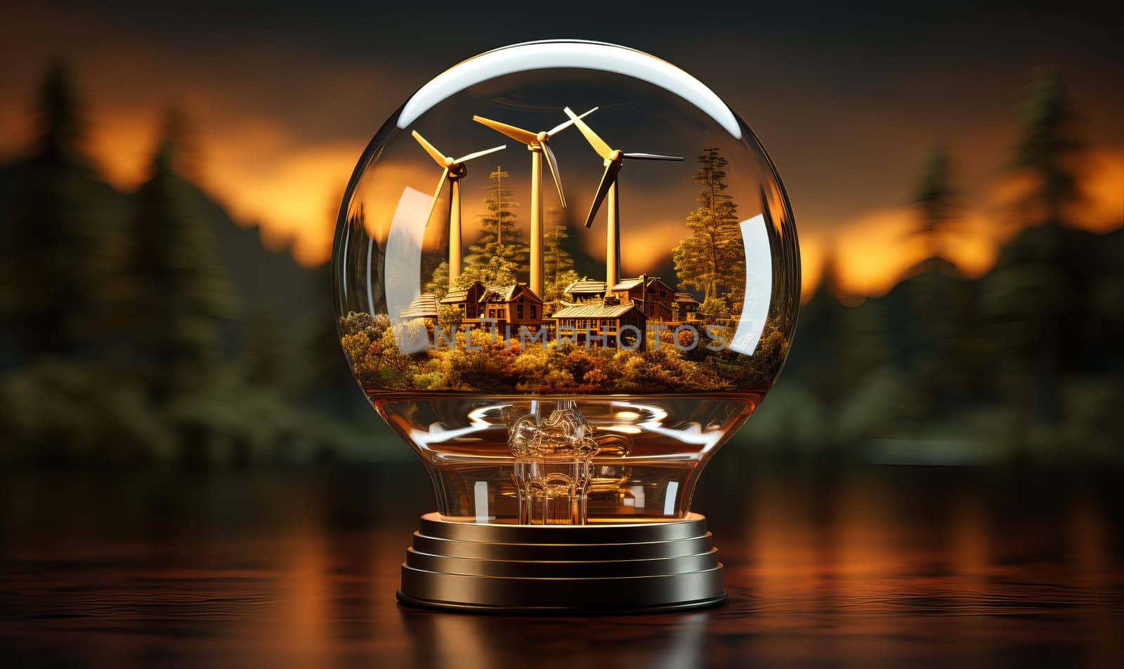 Nature in a glass ball on an abstract background. Selective soft focus.