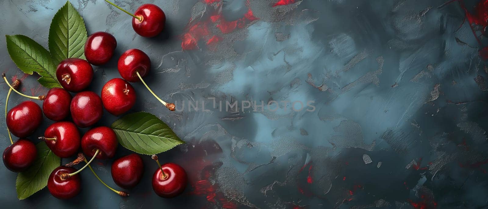 Ripe cherry on vintage background. by Fischeron