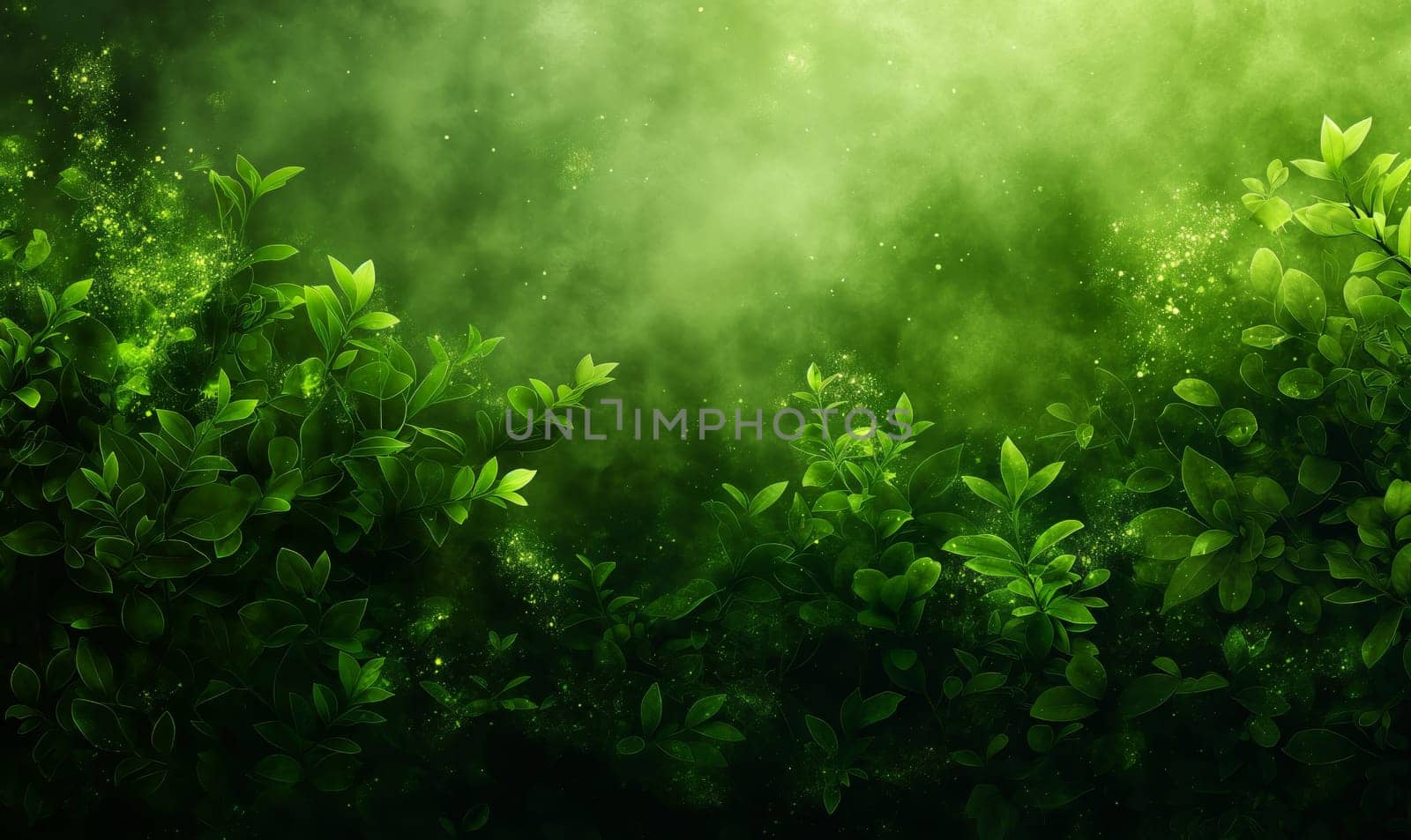 Green texture background with green leaves. Selective soft focus.