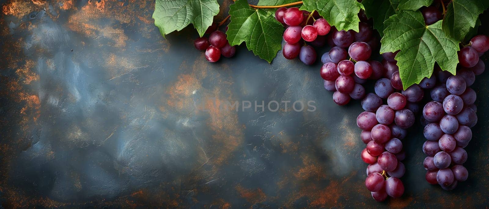 Branch of grapes on vintage background. by Fischeron