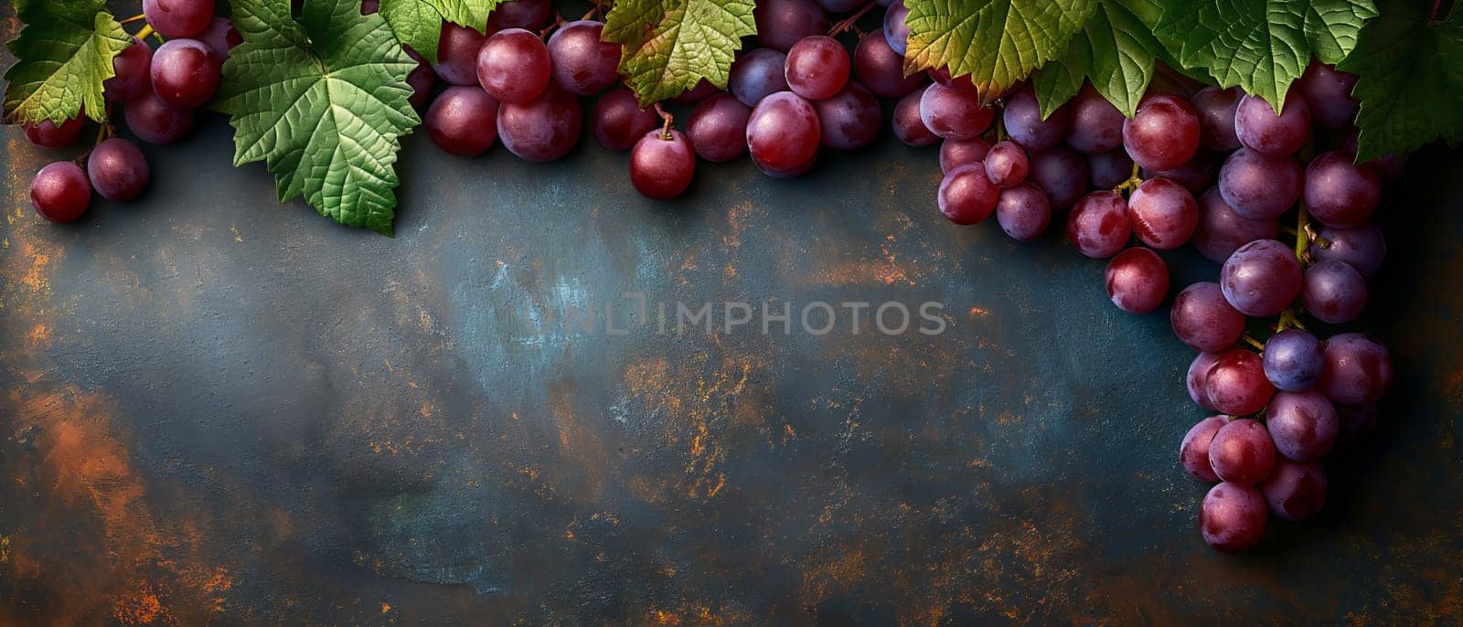 Branch of grapes on vintage background. by Fischeron