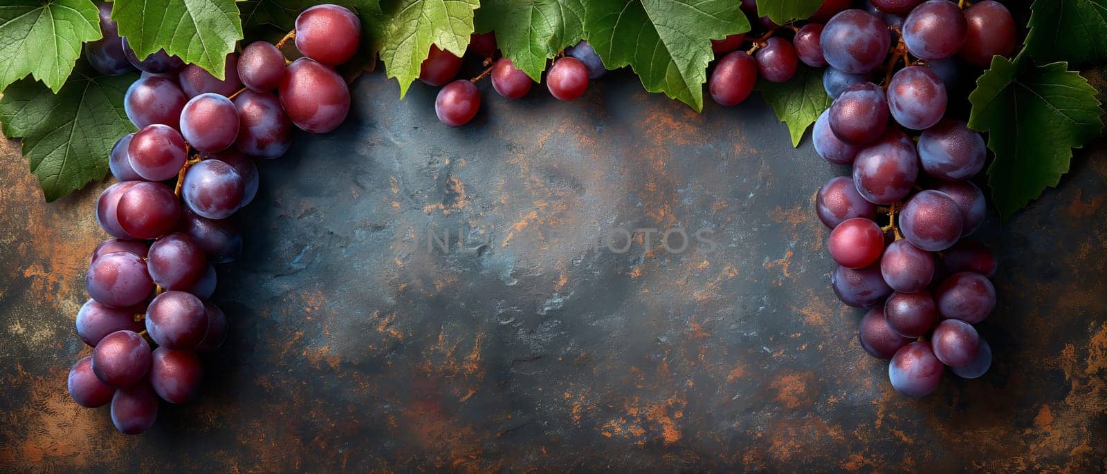 Branch of grapes on vintage background. Selective soft focus.